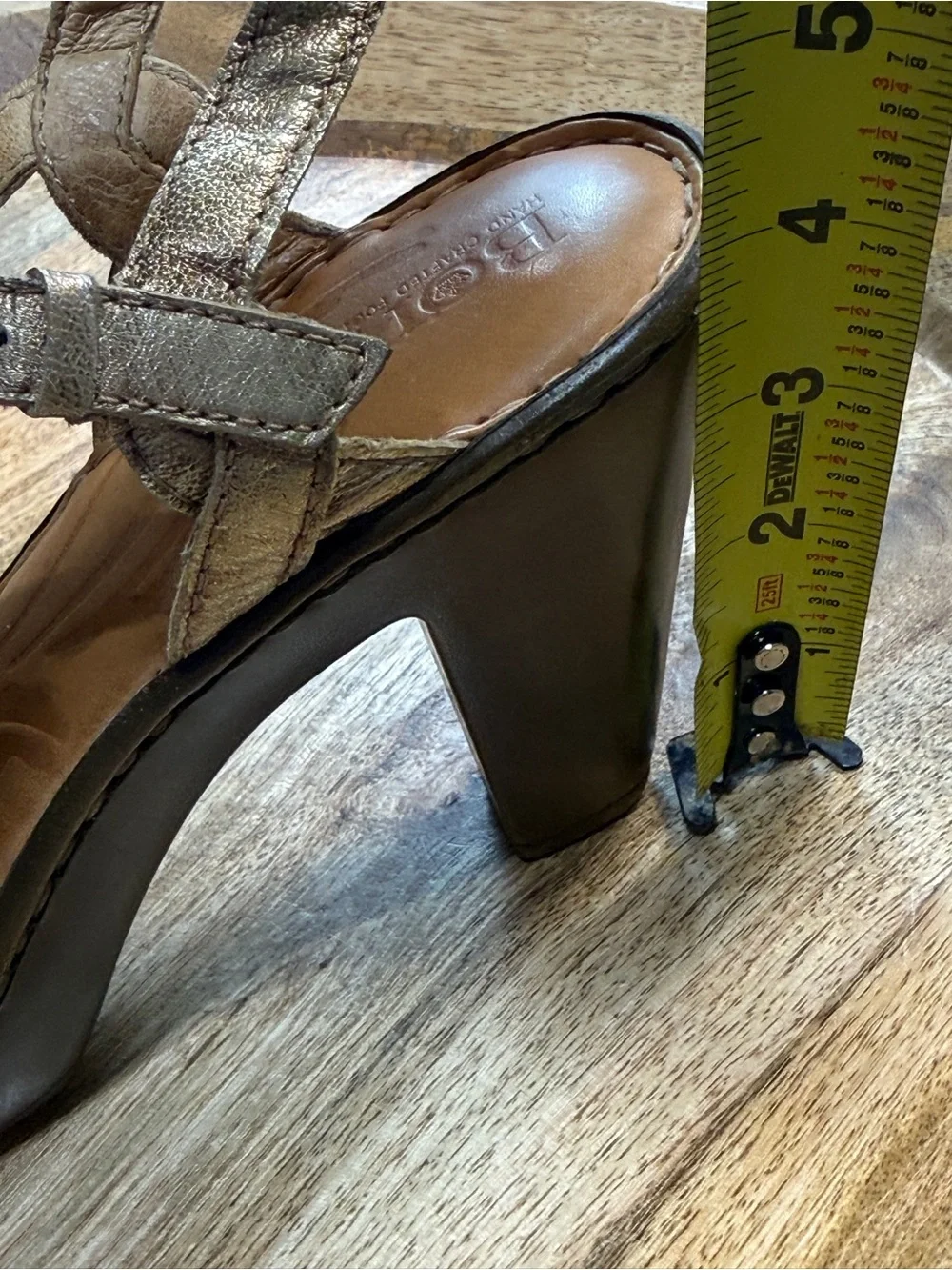 Gold Leather Heels Børn Metallic Platform Party Sandals Size 9